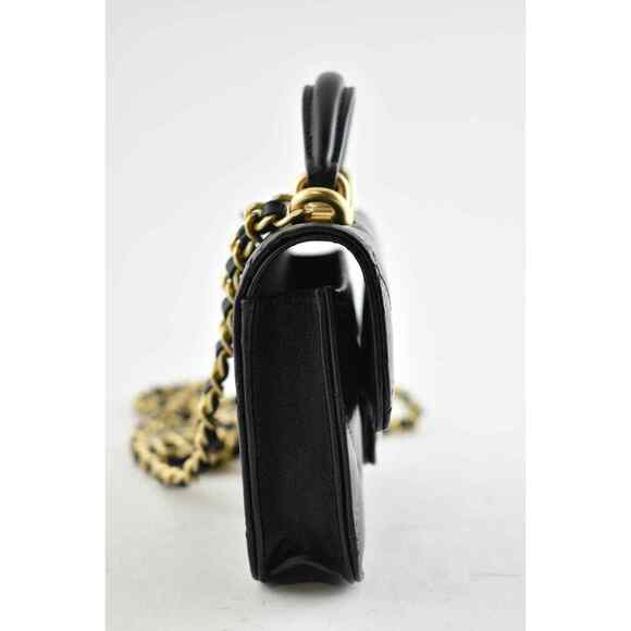 Chanel 21A Black Flap Coin Purse With Chain Gold Handle Shoulder Crossbody Bag - Picture 8 of 12